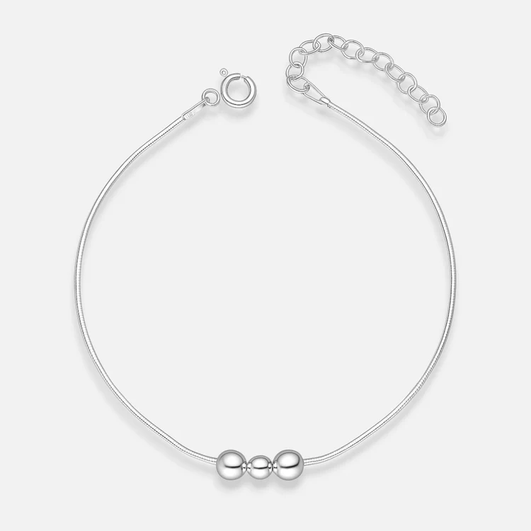 Pulsera Cola de Topo Triple Esferas Plata